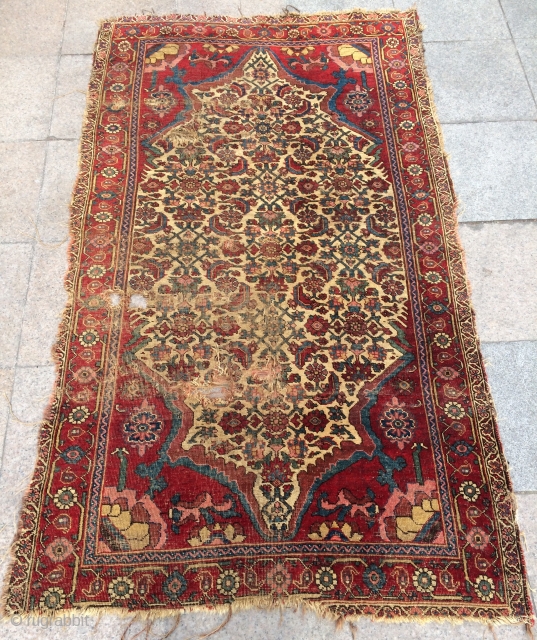 Persian bidjar rug very fine and very old circa 1820 th century size 200x120cm                   