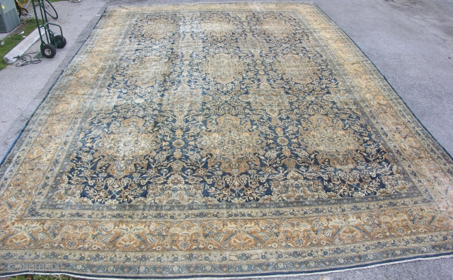 very nice palace sizs 1800's Persian Kerman 17.0"X25.7"
Antique wash condition is very good if you need more photos.
www.francorugs.com 
              