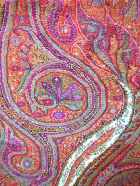 Indian twill kani weave Kashmir shawl 19c. Long indian cashmere shawl ...