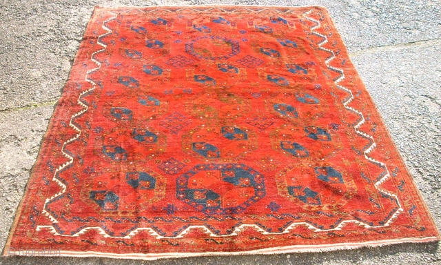 Star Ersari, very old. Size: 215 x 167 cm. Perfect condition. Looks like sky by night. Special turkoman carpet.              