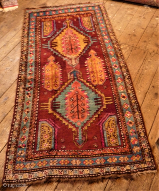 Anatol rug. Size: 121 x 241 cm. Used condition. Repairs. Dated.                      