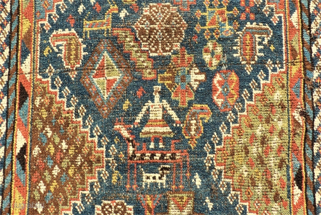 antique Southpersia Gashgai runner. Size: approx. 80 x 370 cm. Thin pile.                     