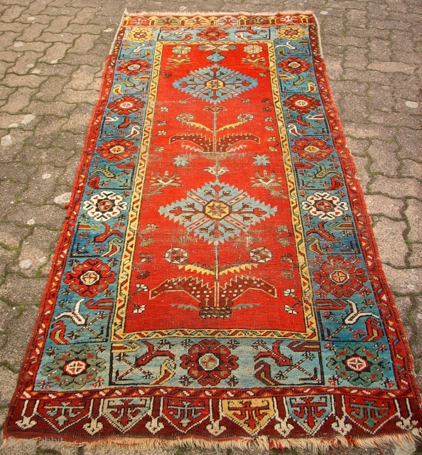 Anique anatolian Konya Ladik. Size: 100 x 244 cm. Some low pile. Used.                    