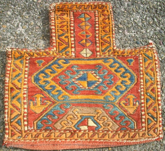 Old north-west persia sumack saltbag. Size: 41 x 39 cm. Used.                      