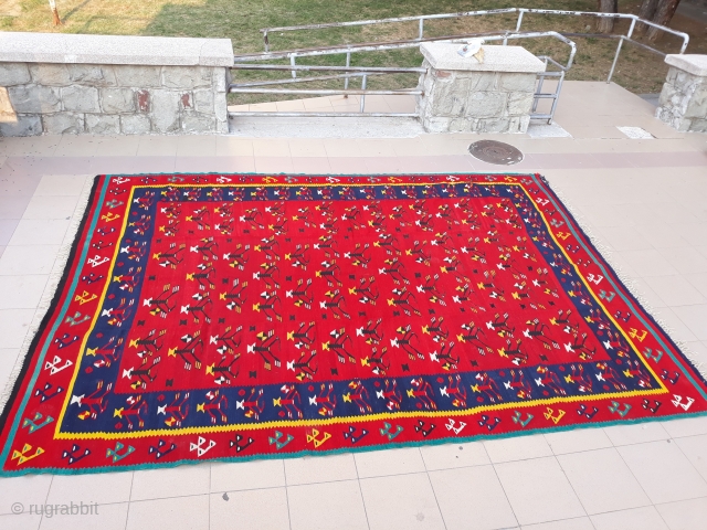  Large, probably Macedonian sharkoy kilim, in good condition. 
 Dimensions about 3x3,5m
     
 Ask for a price           