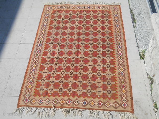 Antique sarkoy Pirot kilim, named Bosnska sara. 
Age: beginning of 20th century. 
Size about 2x1,5m..
Ask about this
                