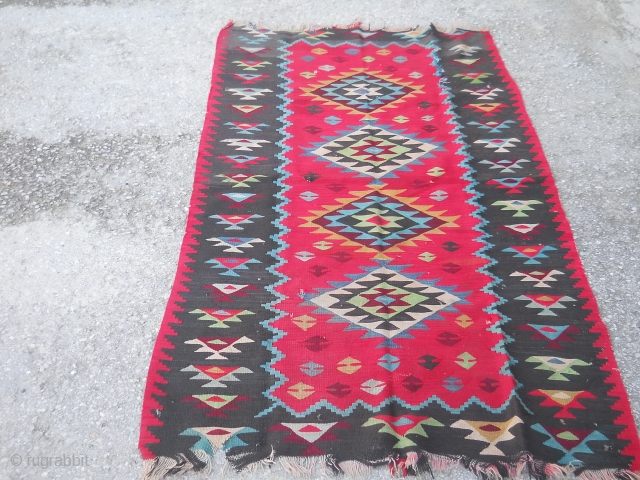 Antique Bulgarian sarkoy kilim  ,  dimensions: about 180x110, very rear and unique ornament 
Ask about this               