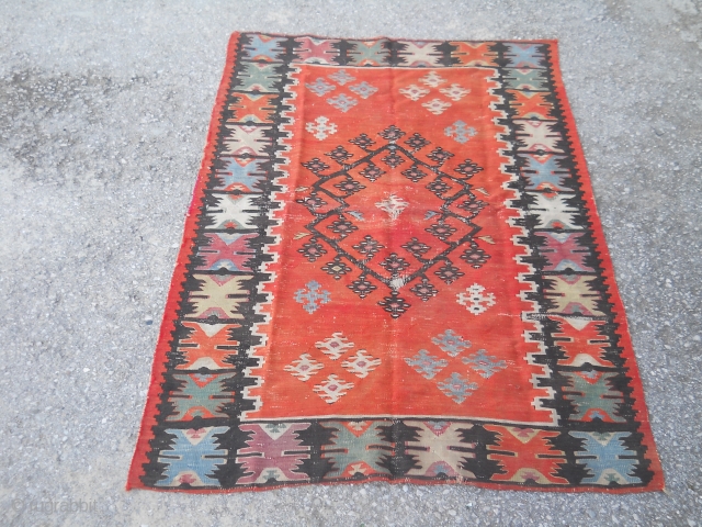 Antique Pirot sarkoy kilim named Venci. 
dimensions: about 150x95, very rear and unique ornament.
Ask about this                 