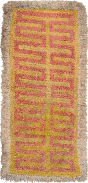 Thick warp-faced-back Wangden-style Tibetan Tsokden (a runner or long carpet) – of a design type which according to recent published research was woven specifically and exclusively for monks to sit on in  ...