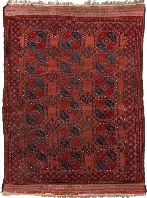 Large, beautiful, naturally dyed Ersari Turkoman hand woven 'main carpet' from the later half of the 19th century. Originally made somewhere in the greater Turkestan region, which was once a vast area  ...