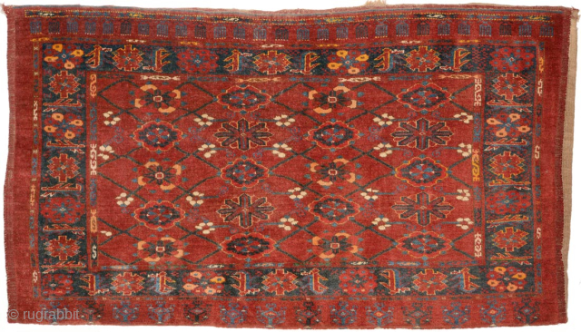 Striking Turkoman (Kizal Ayak?) juval with the mina khani design, complete with the plain-woven wool backing still attached, from the southern Amu Darya region of what was once known as Turkestan. Size  ...