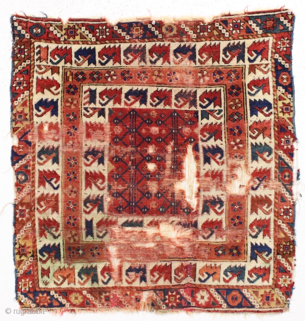 Early small west Anatolian rug. Transcendent. 3' x 3'2"                        