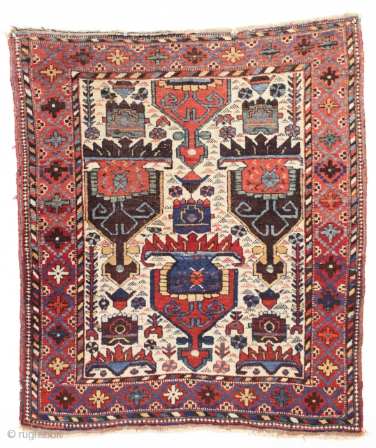 antique little afshar rug. Genuine. Ineffable. This is the afshar you have been looking for. Untouched and original. All natural colors. 19th c. 3'3" x 3'10"       