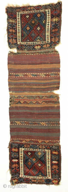 Complete pair of Antique Jaf Kurd bags. Very unusual border. Good pile. All good natural colors featuring a fine yellow and an unusual good apricot orange. Rough edges, some damages as shown.  ...