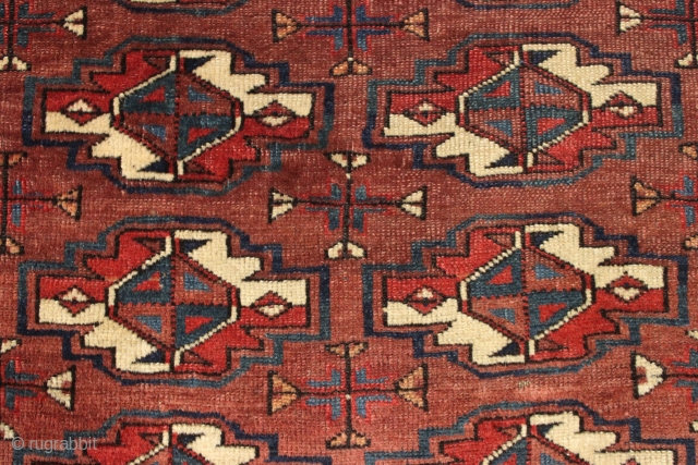 Antique yomud chuval. Nice older chuval with beautiful all natural colors. Fine weave and blanket like handle. Very delicate minor guls. Allover even pile with no repairs. Clean. ca. 1875. 2'8" x  ...