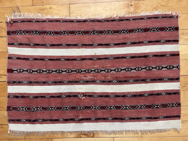 Antique turkman Ak Chuval. Fine weave. All natural colors. Good age, 3rd qtr. 19th c.  25” x 38”
Asking $325             