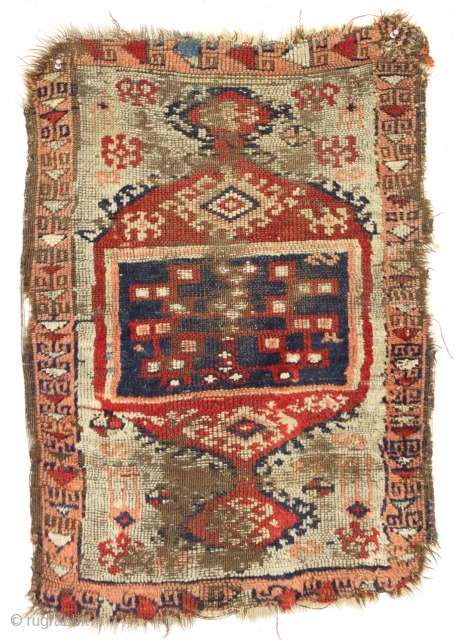 Antique yastik. Unusual design. Imperfect condition. 19th c. 1'11" x 2'9"                      