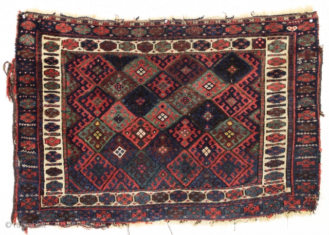 antique large jaf kurd bagface with good pile and all natural colors featuring nice old greens. Recent wash. A good example of an iconic weaving, a little rough around the edges and  ...