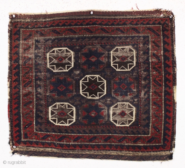 antique baluch bagface. Unusual design. Dollar or rather hundred dollar day. 19th c. 26" x 29"                 
