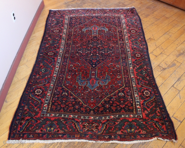 Older bidjar rug. Excellent condition with great color and an unusually nice border. Out of local home. Full pile with no repairs. Reasonably clean. Wonderful floor rug. early 20th c. 4'5" x  ...