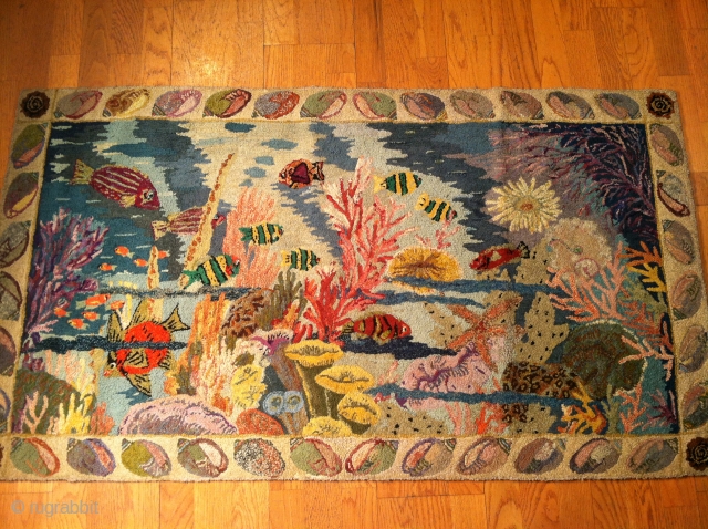 Antique American hooked rug "under the sea" by Margueritte Zorach.

Sold Thank you.                     