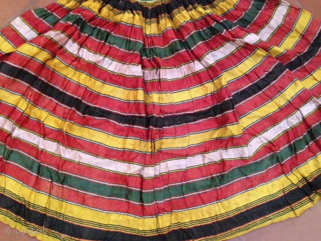 Skirt made of Masru or Mashru with an intricate weaving process.
The inner side has cotton and the outer has silk as beliefs dictate that silk may not be worn on the skin.
Kutch,  ...