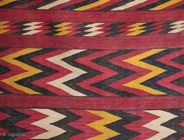 Old Hazara Tribal Kilim

Dynamic, striking and well drawn antique Hazara tribe kilim with excellent balance of pattern, spacing and colour. From the Koh-i-Baba Mountains of central Afghanistan and made around the 1920s.  ...
