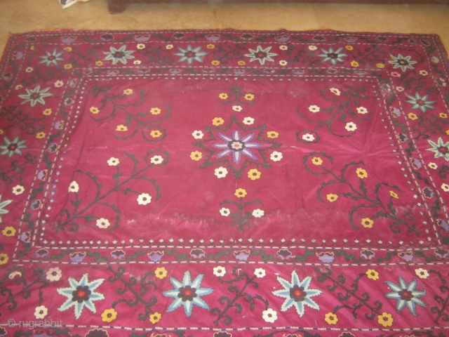 180/240cm uzbek silk on silk suzane graet colors.nice ikat on beck ship free                    