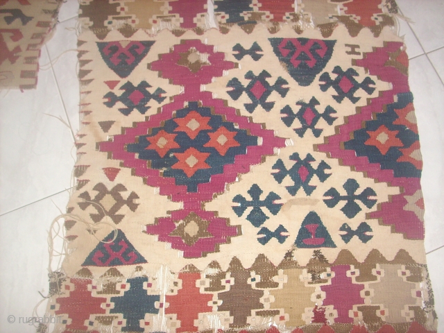 TURISH KILIM FRAGMENT LATE  18 OR BEGINNING OF 19 CH 245=95 CM  SUPER COLORS                 