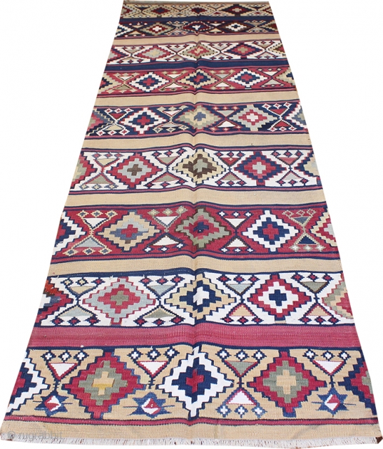 Malatya kilim wool on wool 306x 090 cm 100 years old                      