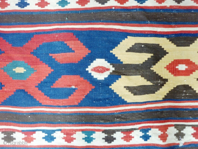 Beautiful Azerbaijan kilim, South East Caucasus, 19th c. (247 cm. x 188 cm / 8'1" x 6'2")                