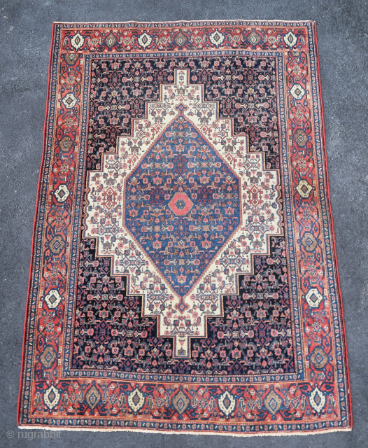 Old Senneh rug (197 cm. x 134 cm.)
Fine weaving, classical medallion,in need of agood wash, but complete and secured.
Shipping worldwide at cost. 
Rugrabbit website does not forward messages, please ask directly with  ...