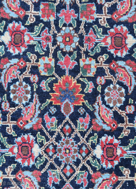 Beautiful, old and fine Senneh rug (208 cm. x 135 cm.) Infinite herati pattern with million details and abrashes. As found condition: in need of a deep cleaning, and eventually sides to  ...