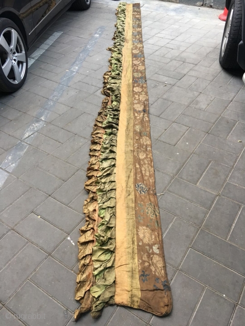 Tibetan draperies,it hanging on the top of the wall in Tibetan temple. handmade silk fabrics, colorful  buddhist lotus patterns, and also have shallow lotus flowers on the two narrow strips in  ...