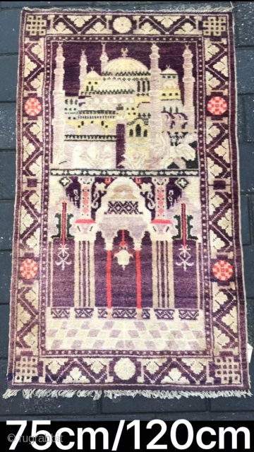 Xinjiang rug, For xinjiang Muslims to worship. Good age. Size 75*120cm（29*47”）                      