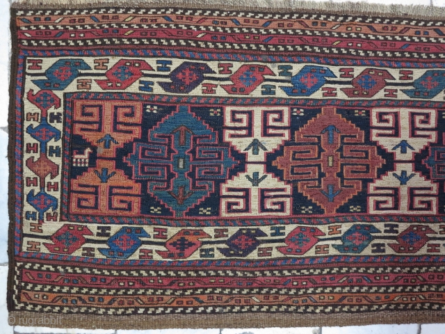 A beautiful Gheydar Shahsavan Mafrash panel Soumac wool on wool age:120 years, size:46 x 94 it was repair Price:SOLD              