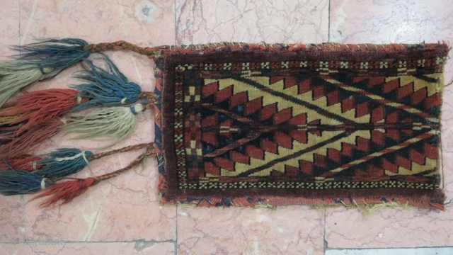 A beautiful antique fragment ikselik Tourkmen wool on wool natural color size:38 x 21 cm age : The last quarter 19 th price: POR         