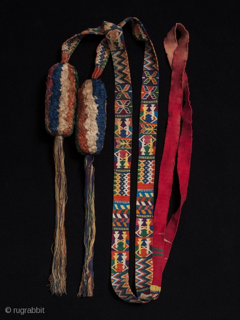 Ceremonial cinta (hair ribbon), Zunil, Guatemala. Cotton. 130" long by 1.25" wide.                     