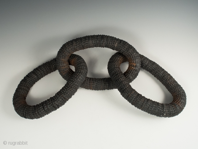 Odd Fellows triple links, Indiana. Made of strung bottle caps, each link is 8" (20.3 cm) long with overall length of 19" (48.2 cm), Early 20th century, Ex. Thomas and Audrey Metzger  ...