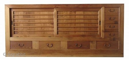 Antique Japanese Half Section Mizuya

Antique Japanese half section Mizuya, or kitchen buffet tansu, made of Hinoki (cypress) and Sugi (cedar) wood frame. The chest has bold Keyaki (elm) front drawers along the  ...