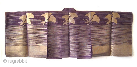 Japanese Noh Performer's Robe Suo with Gingko Motif


Extraordinary stunning Japanese robe of purple woven asa (hemp), with gold woven through in striations and bold gingko leaf design. The suou is the traditional  ...