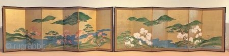 Rare Pair of Antique Japanese Screen - Four Seasons of Ginza

A rare pair of original Japanese six panel screens depicting the four seasons of Ginza. The panels are painted in the traditional  ...