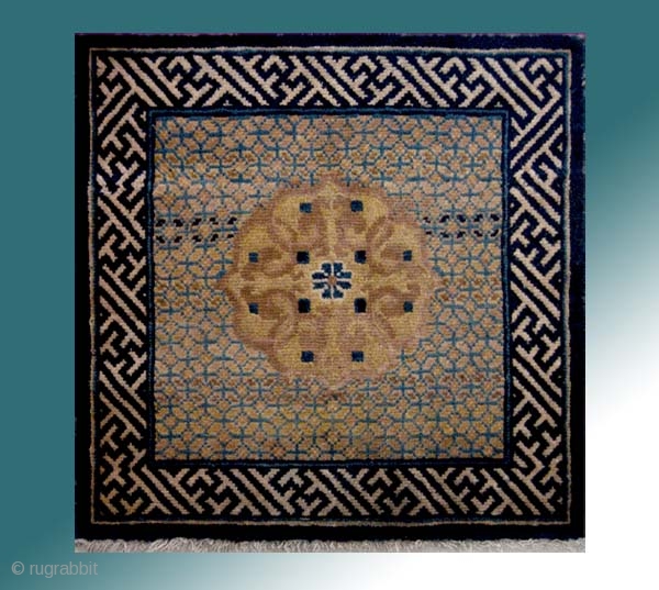 No.A0019 * Chinese Ningxia Square Mat-Rug. Age: 18/19th Century.Size: 70x70cm (28"x28")  All vegetable dyes. Origin: Ningxia Shape: Square              