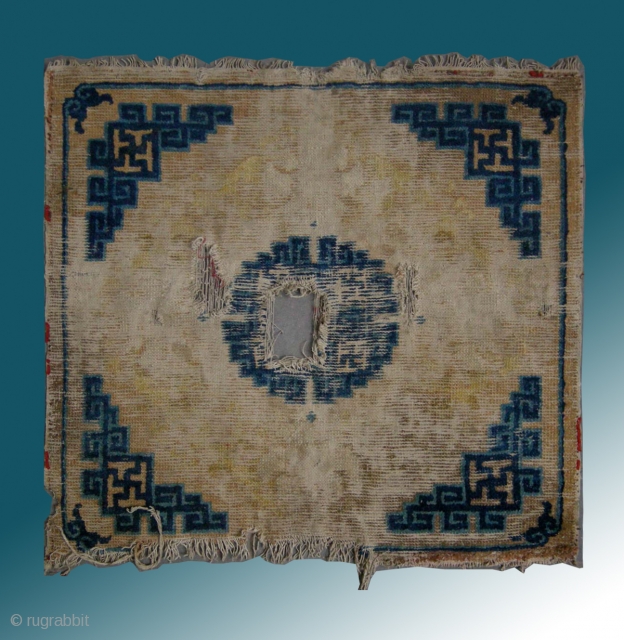 No.D8954 * Chinese Ningxia Square Mat(Fragments). Age: 18th Century.Size: 70x74cm (28"x29") Origin: Ningxia Shape: Square .  All vegetable dyes.             