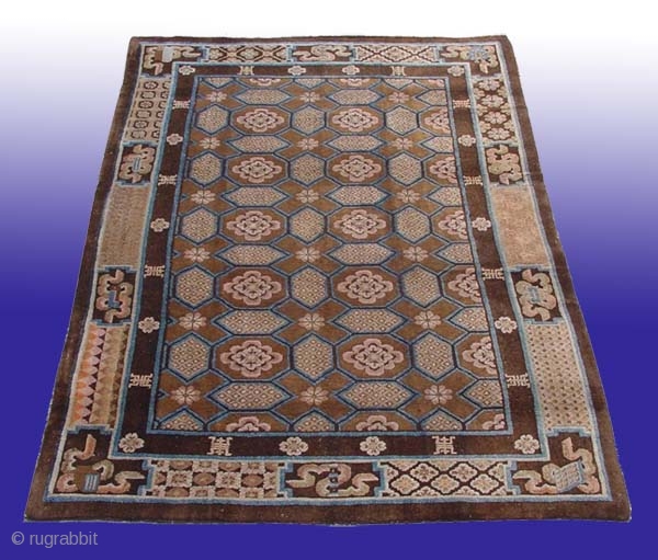 No.X0004 * Chinese Antique Rug. Origin: Baotou Shape: Rectangle. Age: Late 19th Century. Size: 164 x 245cm (5'5"x8') Material: 100% Wool Woven: Hand-knotted Background.         