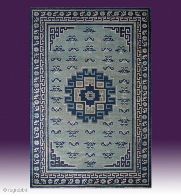 No.CL027 * Chinese Antique Ningxia Carpet ,Origin: Niningxia. Age: Late 18th/Early 19th Century.
Size: 184x275cm(6'x9').Shape: Rectangle .Background Color: Gray and Green.             