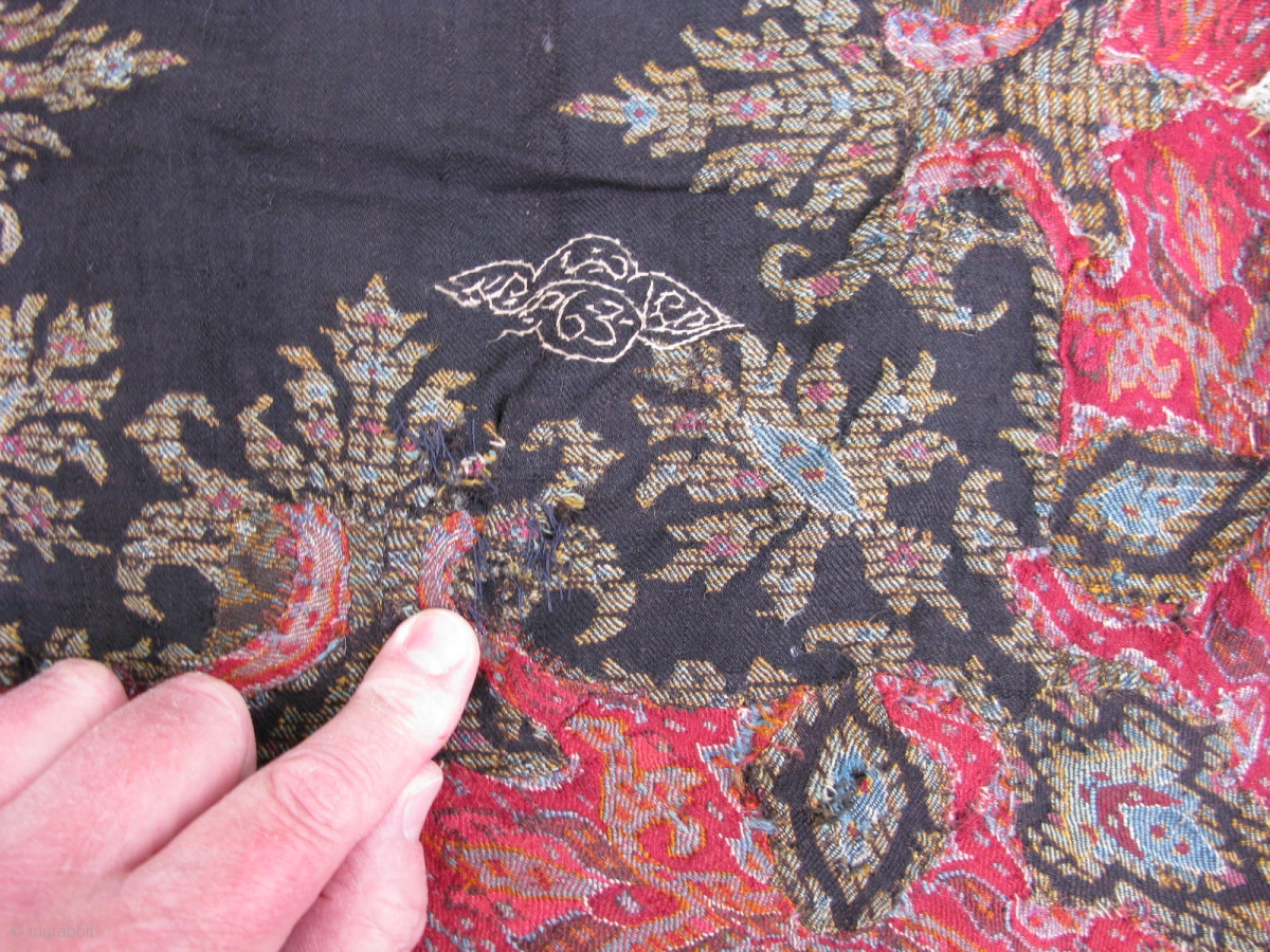 Antique Shawl, hand woven cashmere goat wool, Kashmir India, twill ...