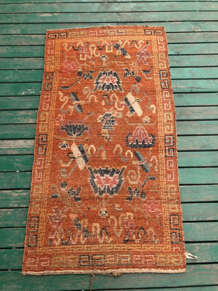 Antique Tibetan rug, 139*72cm. Chinese eight treasures of Buddha