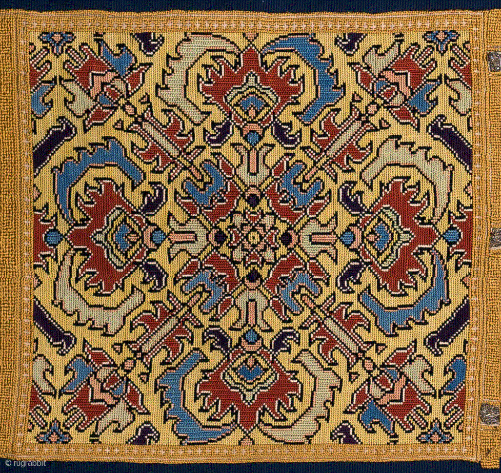 An outstanding Moroccan embroidery mounted on a blue cotton textile. Cm ...