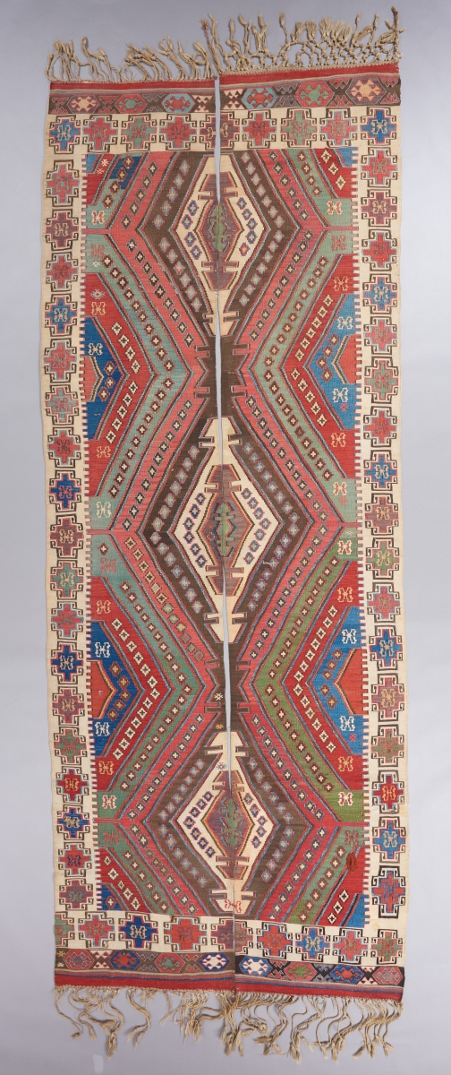 An early Anatolian Kilim in great condition woven in two panels. Great